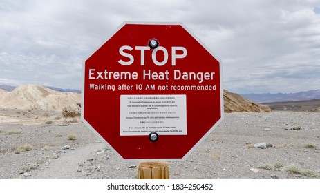 Extreme Heat Danger Sign In Death Valley