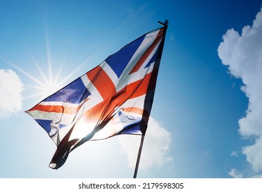 Extreme Heat In London Sun And UK Flag