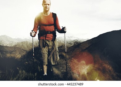 Extreme Hiking Across Rugged Mountains Concept