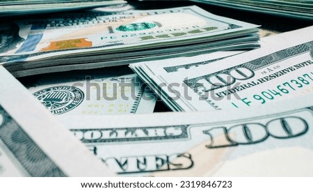 Extreme macro american dollars bills. Cash money banknotes. Franklin's face texture. Finance, investment, capitalism concept. Currency, exchange of one hundred USD. Rich business economy