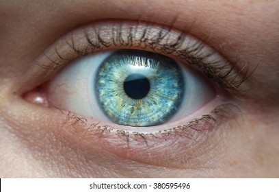 Extreme macro of a blue eye of a girl