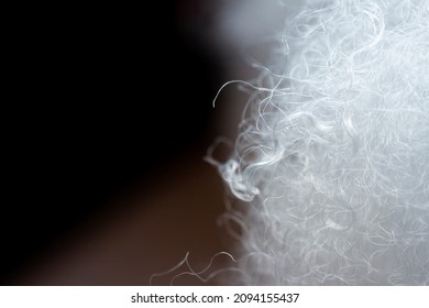 Extreme macro of polyester stable fiber. Selective focus, shallow depth of field.