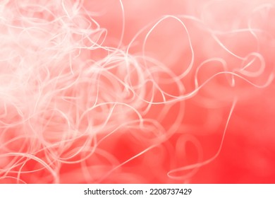 Extreme macro of polyester stable fiber on red background. Selective focus, shallow depth of field. Abstract dreamy background - Shutterstock ID 2208737429