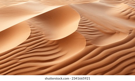 An extreme macro shot of Sahara sand reveals intricate natural wavy textures and ripples in the empty dune landscape.