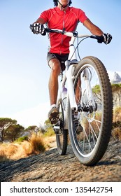 Extreme mountain bike sport athlete man riding outdoors lifestyle trail