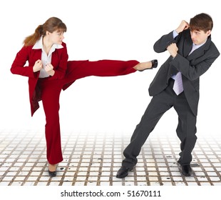 Extreme Office Quarrel Men And Women With Use Of Force