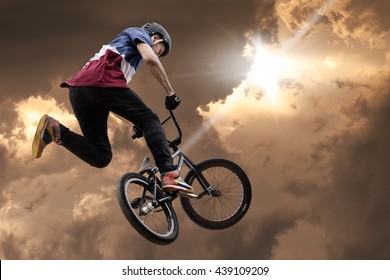 Extreme Sport Bmx, Jump Against The Sky