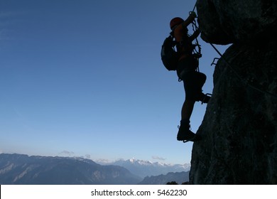 Extreme Sport - Silhouette Of A Climber