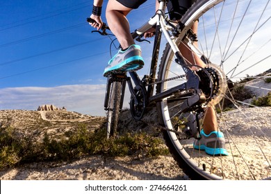 Extreme sports.Mountain bicycle and man.Life style outdoor extreme sport