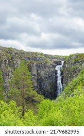 Extreme Terrain With A Waterfall In A Ravine