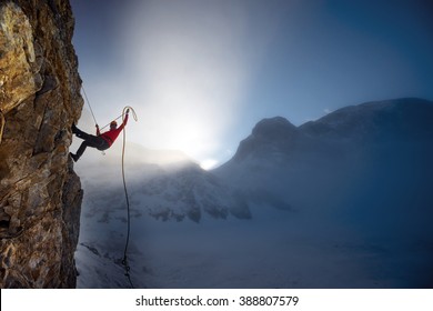 extreme winter climbing - Shutterstock ID 388807579