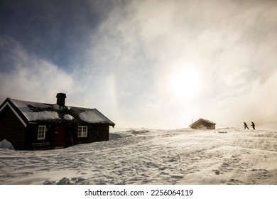 Extreme winter wind in Reinheim Cabin, Dovrefjell National Park, south Norway. - Shutterstock ID 2256064119
