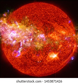 Extremely hot star. Liquid plasma. Cosmic art. Elements of this image furnished by NASA.