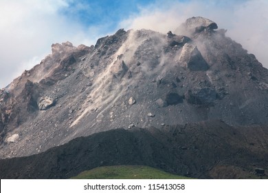 Extrusion Lobes On Lava Dome Of Soufriere Hills Volcano, Montserrat, Caribbean, 2006