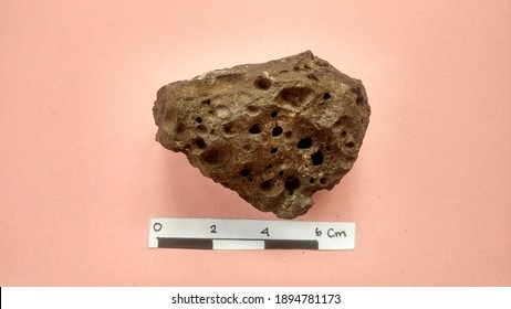 Extrusive Volcanic Igneous Rock, Vesicular Basalt. Dark Brown And Heavier. Java Trench On Active Subduction Zone, Indonesia