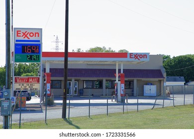 An Exxon Branded Gasoline Station.  Exxon Is A NYSE Publicly Traded Company With Stock Ticker XOM - Comfort, Texas, USA - May 2, 2020