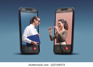 Eye care specialist videocalling and taking care of a patient, online doctor and telemedicine concept - Powered by Shutterstock