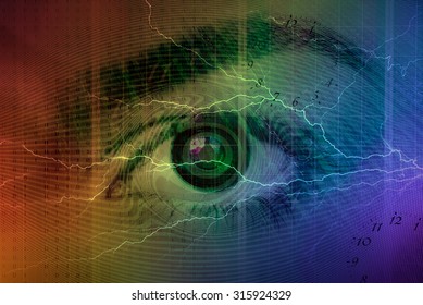 Eye close-up with technology background - Powered by Shutterstock - Get 15% off with code: PIKWIZARD15