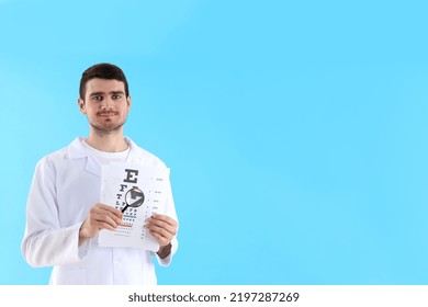 Eye Doctor On Blue Background, Healthcare Concept