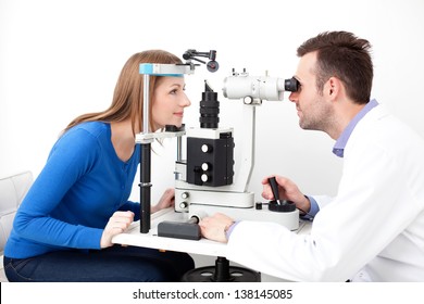 Eye Doctor Performing Visual Field Test