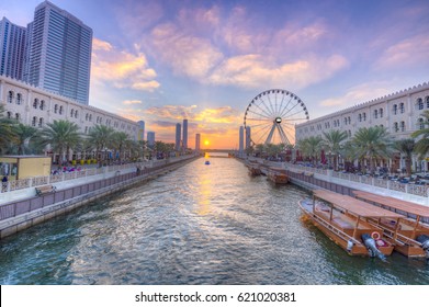 Eye Of The Emirates - Ferris Wheel In Al Qasba - Shajah At Sunset