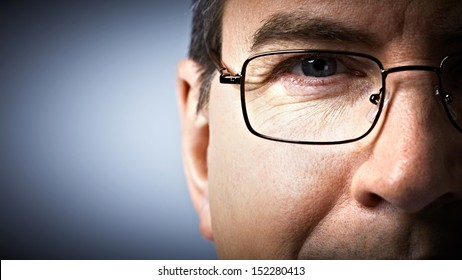 Eye with glasses. Ophthalmologist.