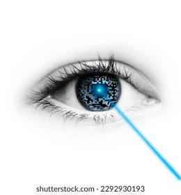 Eye isolated with digital QR code 