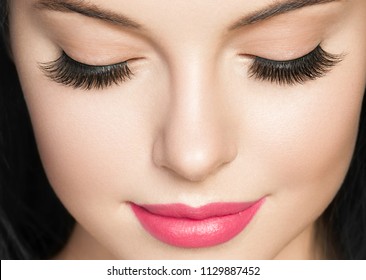 Eye lashes, lash extension woman  lashes close up macro