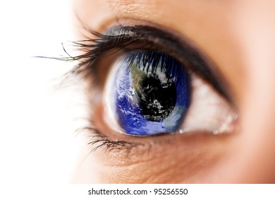 Eye with planet earth. Earth picture is from NASA http://visibleearth.nasa.gov.