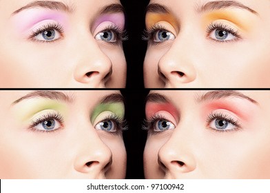 Eye Shadow Beauty Green Red Orange