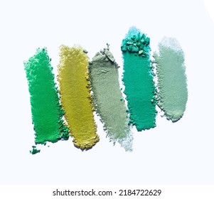 Eye Shadow Green Shimmer Holographic And Matte Multi Tone Texture Background White Isolated