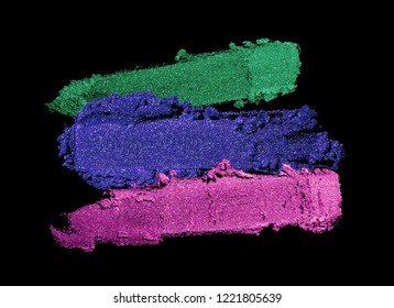 Eye Shadow Multicolored Black Background Blue Green Purple Color