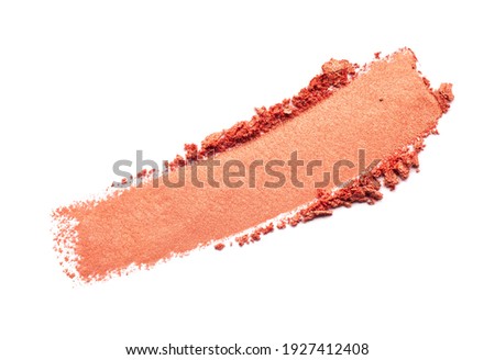 Eye shadow orange matte shimmer colored texture background white isolated 