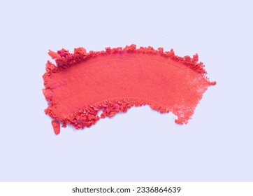 Eye shadow orange red matte blusher shimmer colored texture background white isolated 