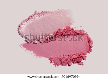 Eye shadow pink matte shimmer colored texture background white isolated background