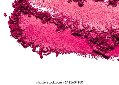 Eye shadow shimmering matte multi colored pink purple texture background white isolated
