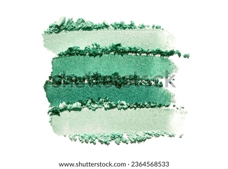 Eye shadow shimmering matte multi colored green blue palette texture background white isolated 
