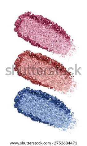 Eye shadow swatch texture. Glitter eye makeup powder smudge smear isolated on white background