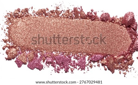 Eye shadow swatch texture. Shimmer glitter color eye makeup powder smear smudge isolated on white background
