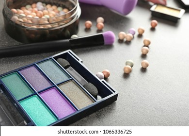 Eye shadows on table, closeup
