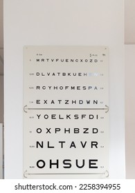 eye testing board optic for verification of the patient optician Testing letters on white background - Shutterstock ID 2258394955