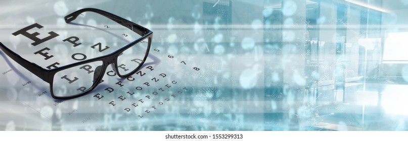 Eye vision test with sight chart technology - optometrist concept