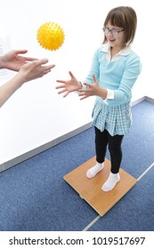 Eye Vision Therapy. Young Girl Using Brock String  