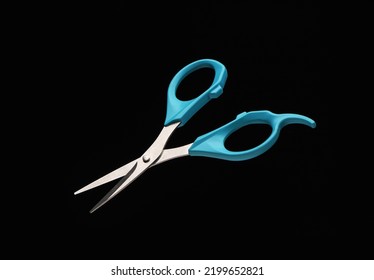 Eyebrow And Nose Hair Cutting Scissors Isolated On Black Background 