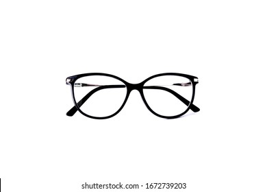 Eyeglasses in black frames on white background isolated background