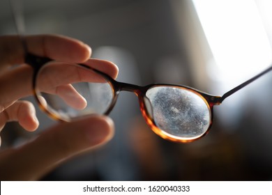 Eyeglasses With Dirty Marks On Lens