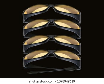 Eyeglasses Forward Driving At Night - Black Background