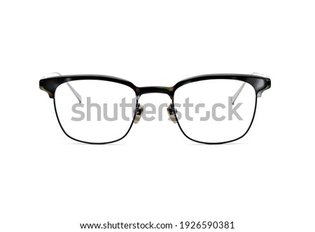 Eyeglasses isolated on white background. Handmade eyewear spectacles with shiny stainless frame for reading daily life to a person with visual impairment.