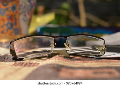 Eyeglasses on the table