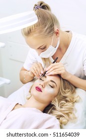 Eyelash Extension Procedure In Beauty Salon.